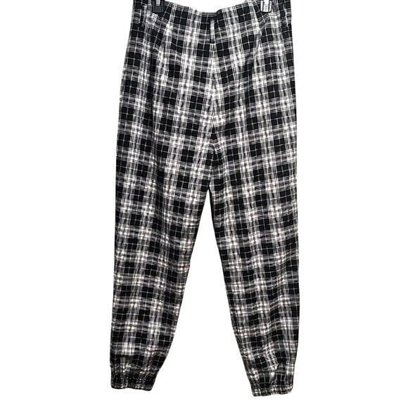 Garage Women Chelsea Pleated Plaid Dress Pants Pockets Black and White Size L - Picture 3 of 10